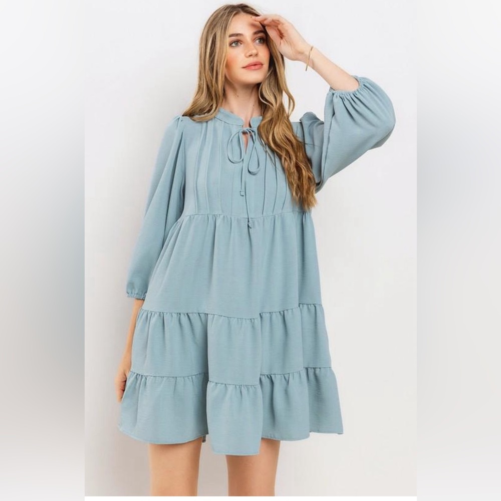 Boho Smocking Detail with Pin-tuck Front Dress